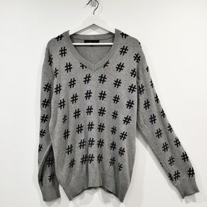 Zara Basic Grey Navy #Hashtag Cottage Men's Unisex Sweater Sz XL